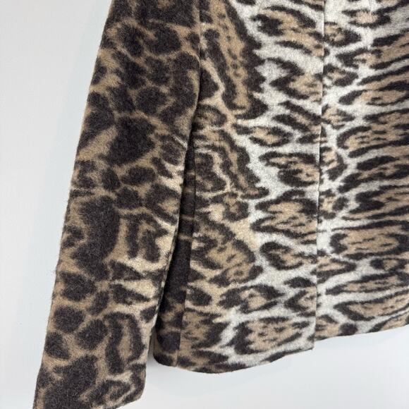 Ann Taylor Virgin Wool Blend Brown Leopard Print Jacket XS - Picture 2 of 11